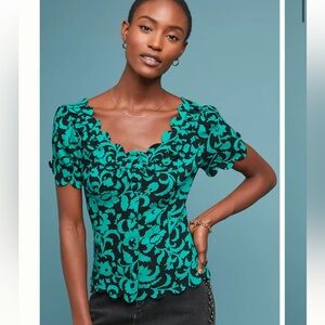 Anthropologie Maeve Aseey Floral Print Rayon Blouse